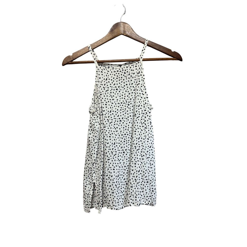 Old Navy Halter Tank Top Womens XS White Spotted Excellent Animal Print Slit